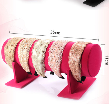 New black Rose Red Velvet T-Bar Headband Holder Retail Shop Jewelry Display Stand Rack