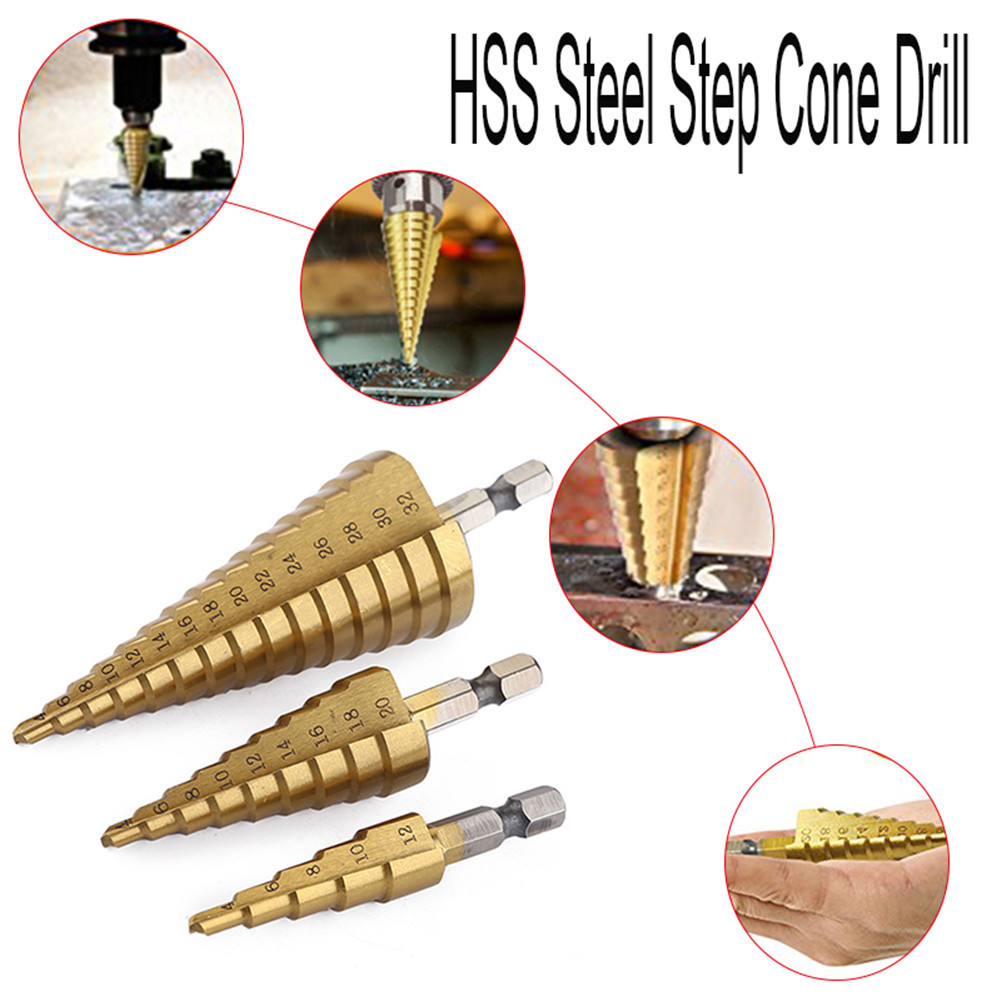 1pc 4-12/4-20mm HSS Spiral Center Step Drill Bit Solid Carbide Mini Drill Accessories Titanium Step Drill Bit