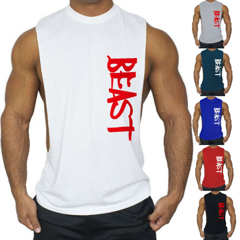 Gym Men's Muscle Sleeveless Tank Top Tee Shirt Bodybuilding Sport Fitness Vest