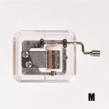 Hand Crank Music Box Mini Movement DIY Rectangle Plastic Transparent Music Case JAN88