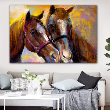 Animal Painting Two Horse Posters And Prints Wall Picture For Living Room Wall Art Decoration Canvas Painting