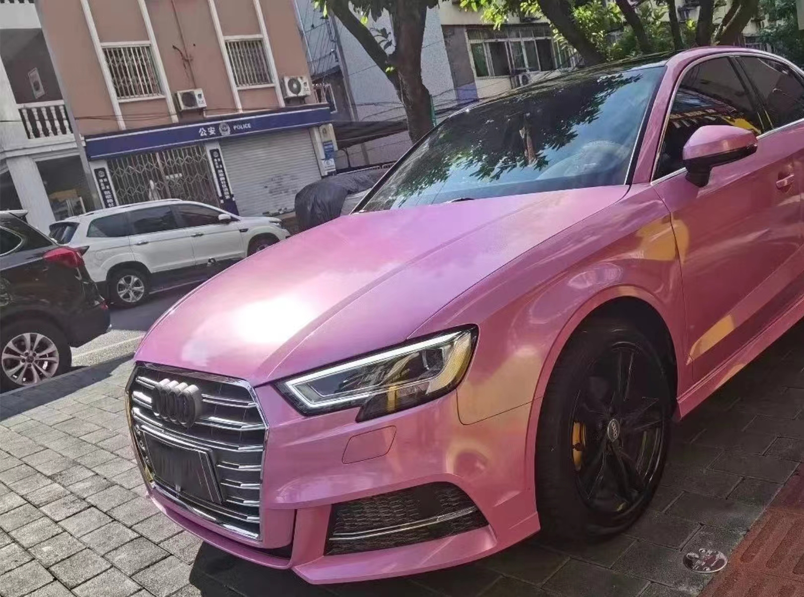 PET liner Glossy Holographic Laser Pink Car Vinyl