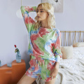 Pajamas Fashion Print Casual Top Shorts Two-Piece Suit Tie Dye Set Women Clothes Loose Autumn Women's Sets спортивныйкостюмженск