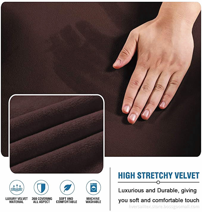 Velvet Stretch L-Shaped Thick Sofa Slipcovers