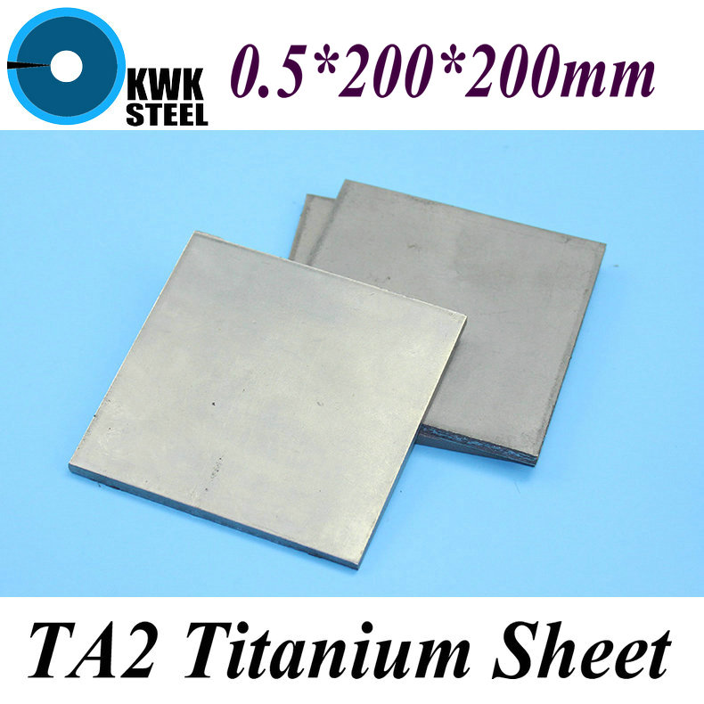 0.5*200*200mm Titanium Sheet UNS Gr1 TA2 Pure Titanium Ti Plate Industry or DIY Material Free Shipping
