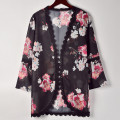 Vintage Female Man Kimono Cardigan 2019 Flower Print Lace Coat Tops Suit Kimono Fashion Long Sleeve Chiffon Blouse And Shirt