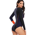 New Plus size Diving One Piece Swimsuit Long Sleeve Solid Women Swimwear Bathing Suit Rash Guard Surfing Swimming Suit Rashguard
