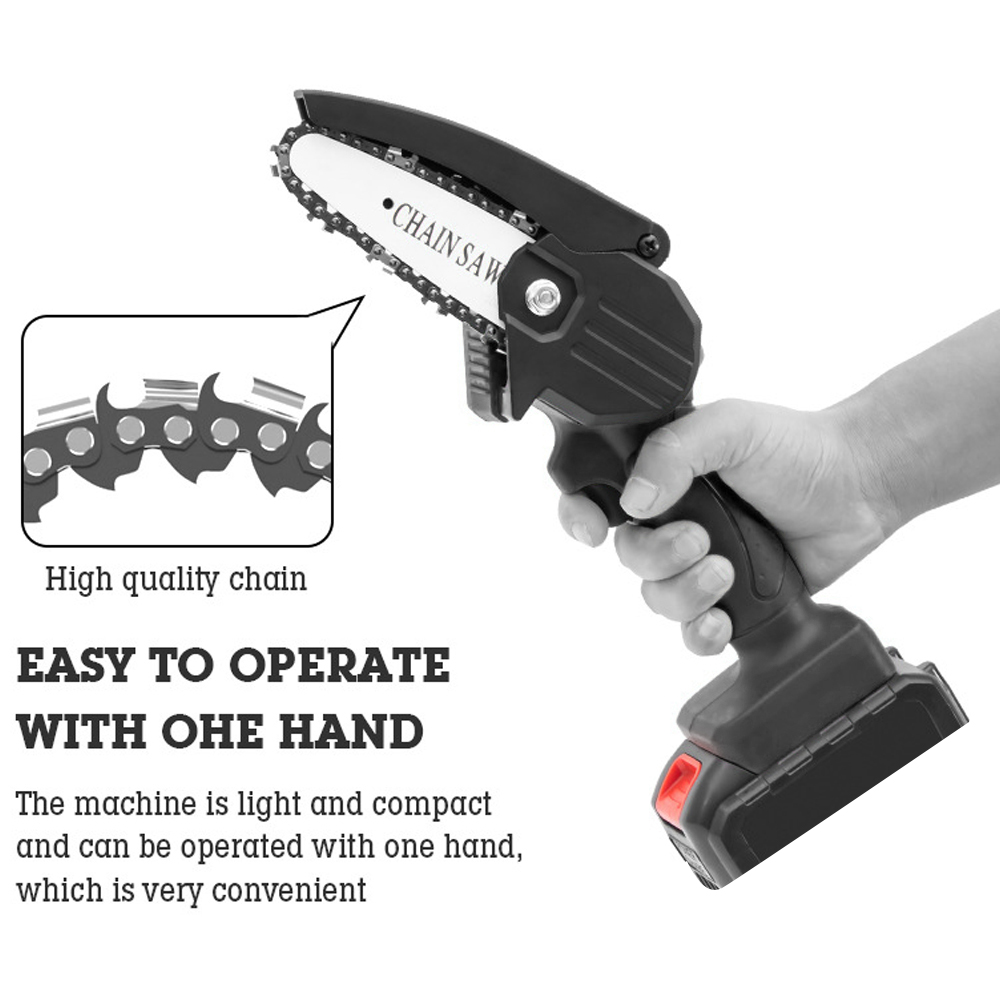 HiLDA 21V Portable Electric Pruning Chainsaw Mini Electric Saw Rechargeable Electric Chain Saw Woodworking with Lithium Battery