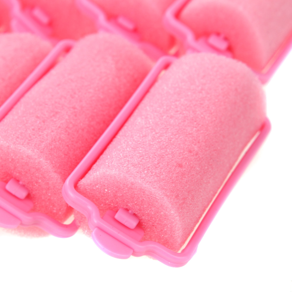 12pcs Hair Rollers Curlers Magic Sponge Foam Cushion Hair Styling Rollers Curlers Twist Tool Salon Pink
