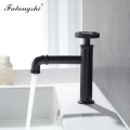 Basin Faucet Retro Industrial Style Single Cold Bathroom Vessel Sink Taps Matte Black Brass Faucet Water Taps Deck Mount WB1103