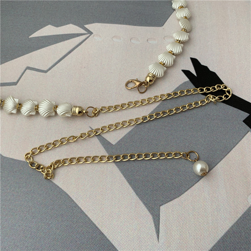 Ivory White Shell Chain Pearl Decoration Women's Belt Girdle Alloy Wild Fashion Sweet Trend Dress Cummerbunds Accessories