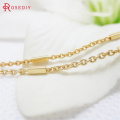 2 Meters 1.6MM 24K Champagne Gold Color Copper Round O Shape Link with Rectangle Tube Chains Necklace Chains High Quality