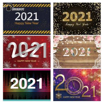 Allenjoy 2021 New Year Vinly Sequin Backdrops Firework Firecrackers Flower Wooden Floor Photobooth Party Festival Banners Decor