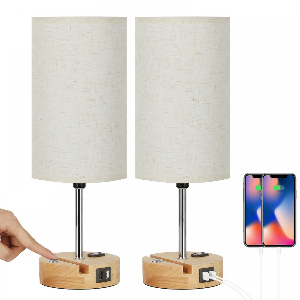 Beside Lamp with USB Charging Ports and Outlets