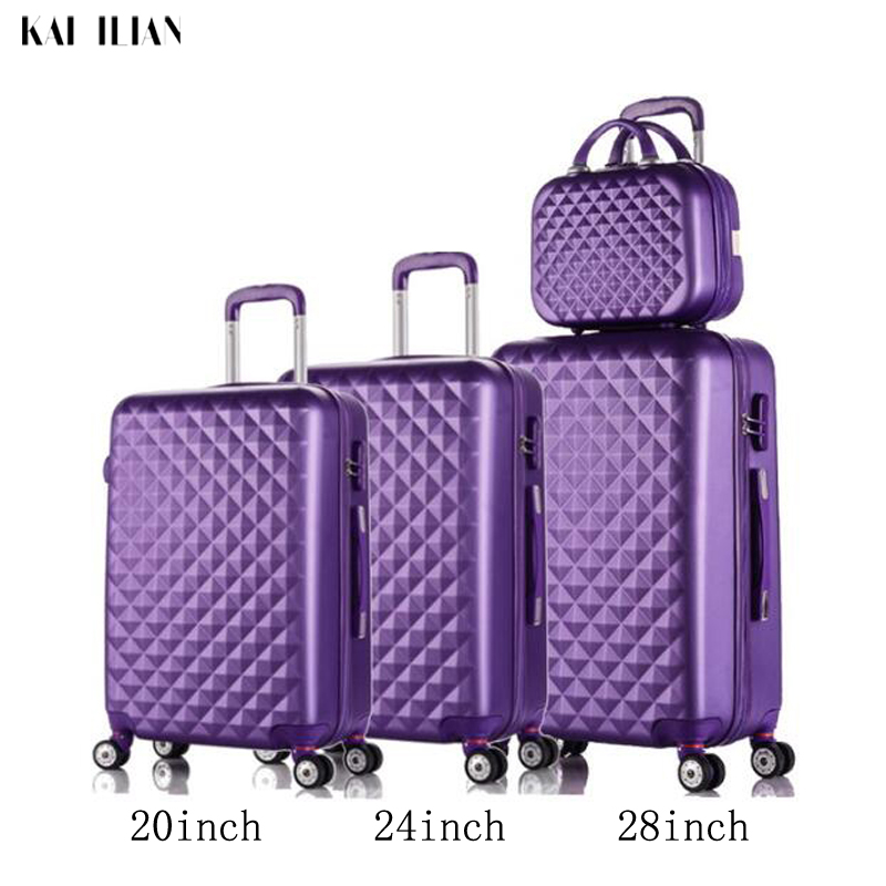 3pcs luggage sets suitcase on wheels Women spinner rolling luggage ABS travel suitcase set hardside trolley case free shipping