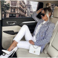 Summer New High Quality Long Sleeves Classic Stripe Fitted Suit Double Breasted Metal Lion Head Buckle Blazer
