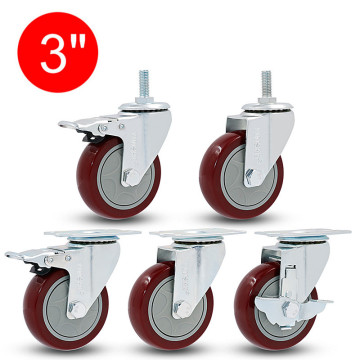 3 inch ,Medium type PVC directionalcasters,Trolleys wheel with brake,Wearable,mute,Bear 100kg/pcs,Industrial casters