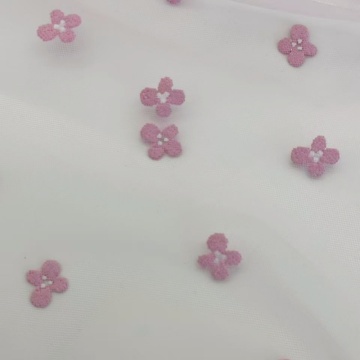 Foam Print Plum Blossom Nylon Sheer Tulle Fabric
