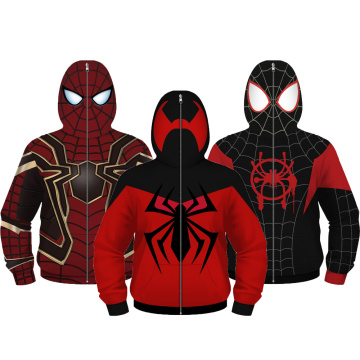 Autumn Fashion Boys Full Sleeve Full Zipper Hoodies Children Sweatshirts Super Heros Cosplay Costume Outwear Coats Kids