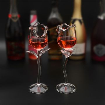 1 PCS Fancy Red Wine Goblet Wine Cocktail Glasses 100ml Rose Flower Shape Wine Glass