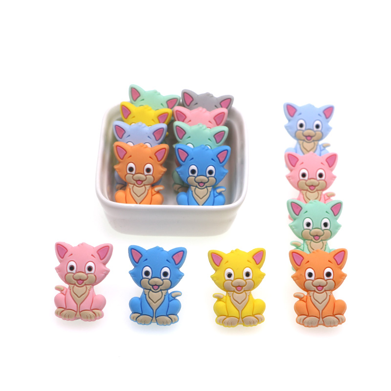 kovict 10pc/lot Mini Cat Silicone Beads Baby Dummy Cartoon Pacifier Toy Accessories