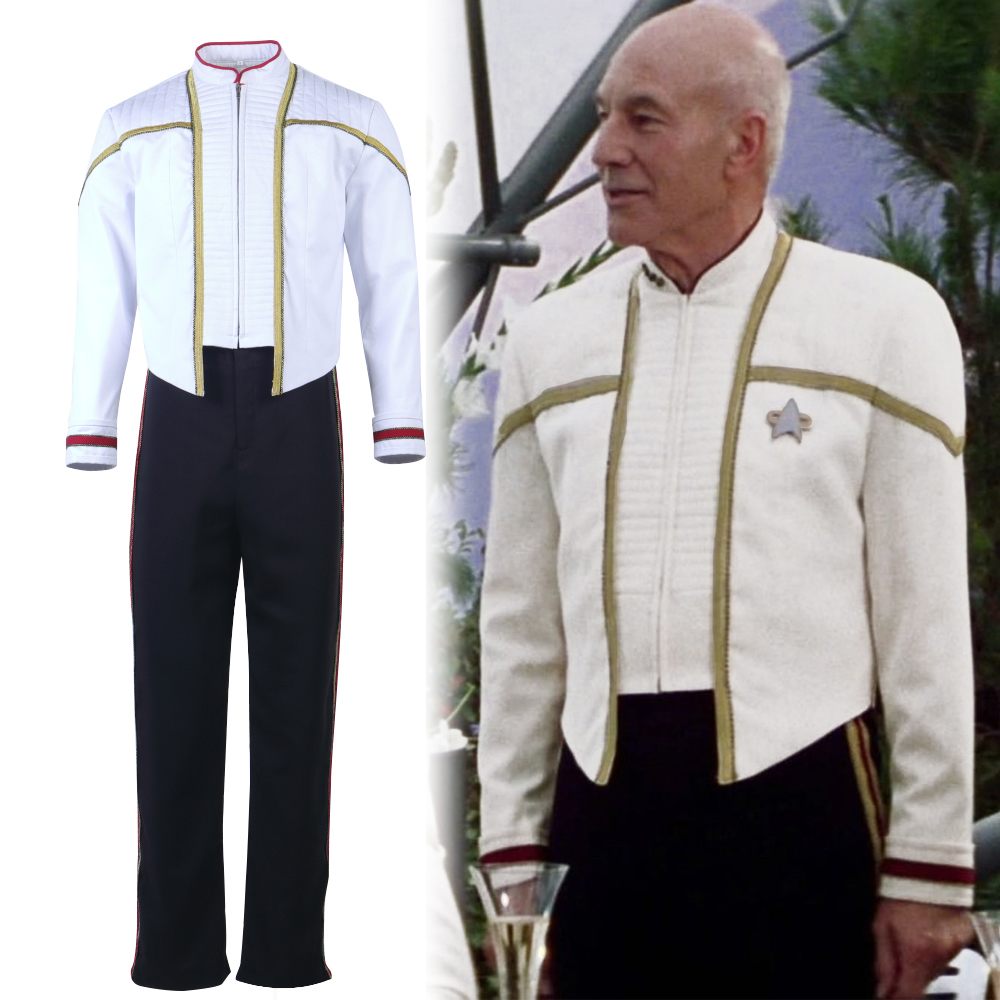 Star TNG Deep Space Nine Trek Nemesis Captain Picard Starfleet Formal Dress Uniform Trousers Jacket Top Holloween Party Prop