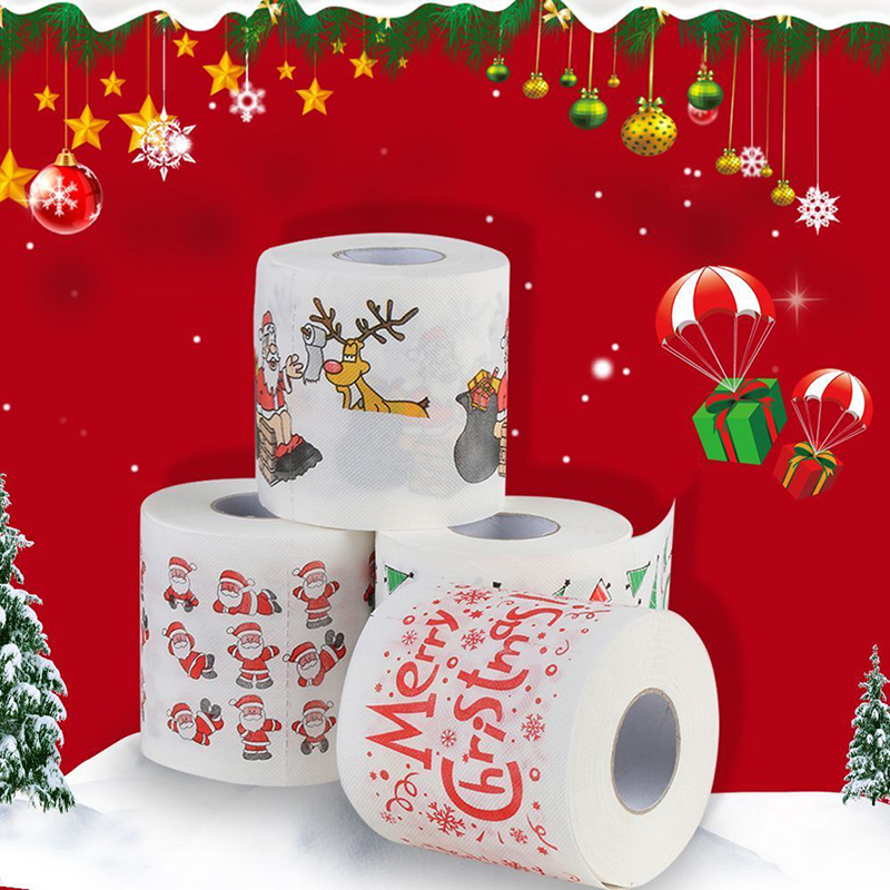 Christmas Pattern Series Roll Tissue Paper Christmas Decorations Prints Cute Toilet Paper Christmas Decorations For Home HOT