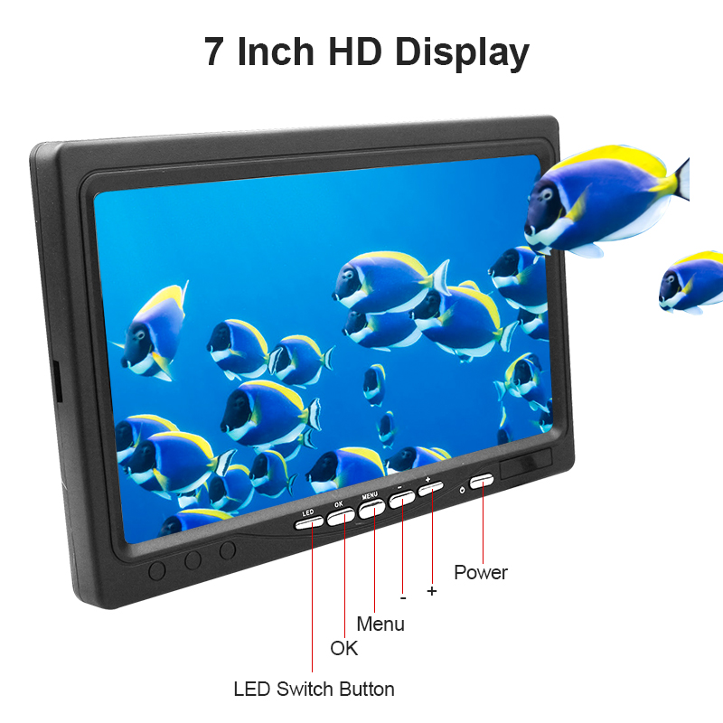 Erchang Fish Finder Underwater Fishing Camera HD 1000TVL 7" 15M Infrared Camera Ice Fishing FishFinder Camera