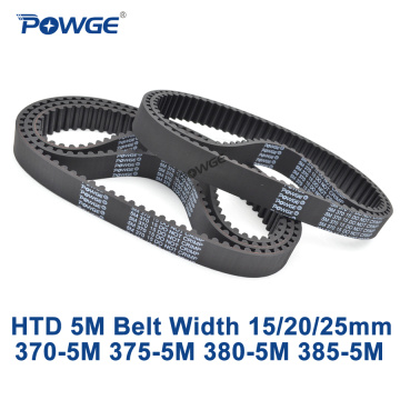 POWGE HTD 5M Timing belt C=370/375/380/385 width 15/20/25mm Teeth 74 75 76 77 HTD5M synchronous Belt 370-5M 375-5M 380-5M 385-5M