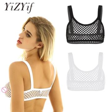 Women Tank Tops Camisole Fishnet Crop Top See Through Sexy camisole femme Spaghetti Shoulder Straps Solid Color Tank Vest Tops