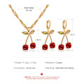 ZYZQ Cute Jewelry Set Small Fresh Pomegranate Red Cherry Necklace Simple Wild Cubic Zirconia Earrings