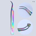 Stainless Steel Tweezer Rainbow Straight Curved Picker For Rhinestones Sticker False Eyelashes Manicure Makeup Nail Art Tool SAT