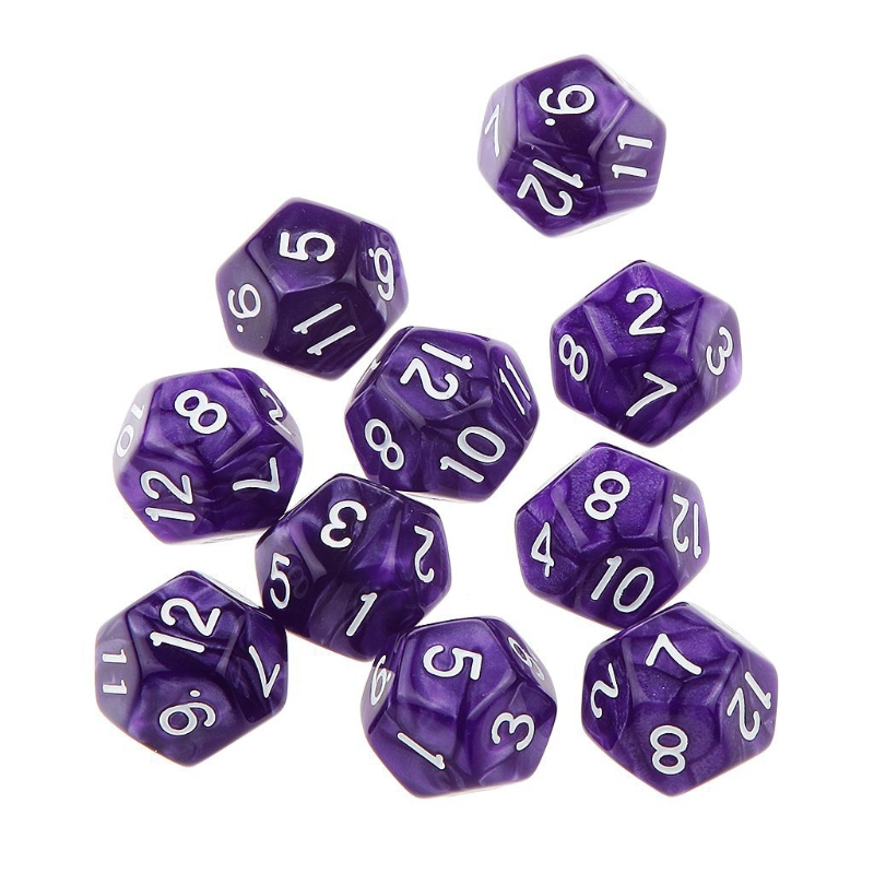 10pcs 12 Sided Dice D12 Polyhedral Dice Family Party D&D RPG Board Game Accessories Pub Club Game Acrylic Dice