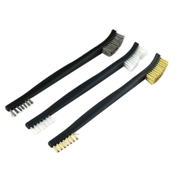 3pc/lot Top Metal Nylon Double-end Wire Brush Polishing Steel Brass Rust Cleaning Auto Gas Stove Accessories Pipes Cleaning Tool