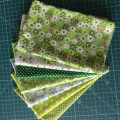 Booksew 100% Cotton Fabric 7pcs/lot Green Theme Lovely Floral and Dots Style Quilting Cloth Patchwork Crafts Sewing Doll