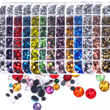 2600pcs New Box Set 23 Colors DMC Hot fix rhinestones Mix 6 Sizes стразы Glue on Rhinestones for Wearing Garment F0217