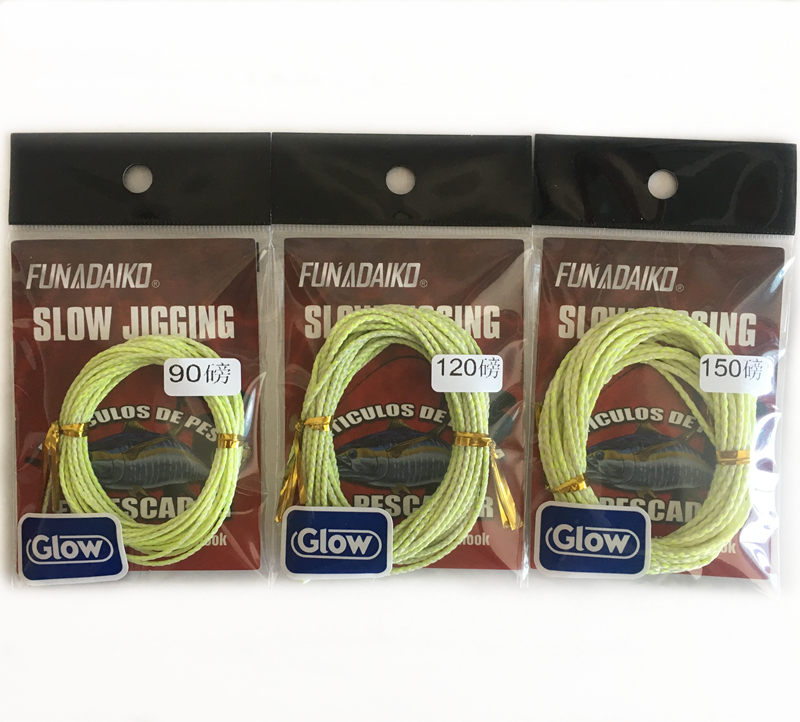 Funadaiko 90/120/150LB Luminous PE Assist Line 7*7 Stainless Steel Wire Core Rebar High Stronger 8 Strands Braided Fishing Line