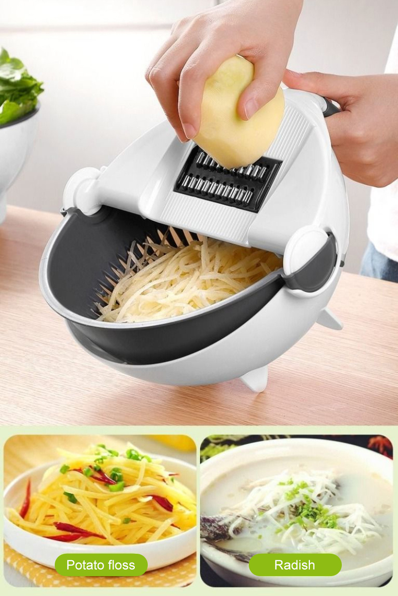 Vegetable Cutter Grater Chopper Kitchen Tools Gadgets Fruit Vegetable Tools 8 in 1 Rotate Vegetable Cutter Mandoline Slicer