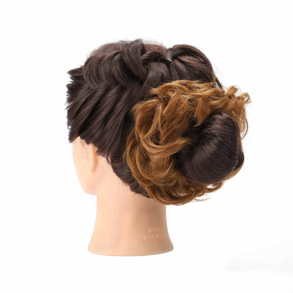 Mix Gray Blond Brown White Curly Messy Bun Hair Piece Hairpiece Accessories Hair Bun Rubber Ring Fake Natural Look Extensions