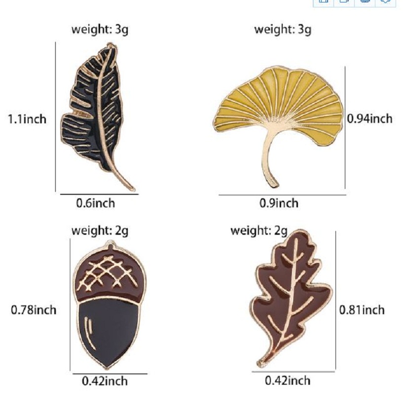 Exquisite fashion elegant wind cartoon drop oil leaf badge ginkgo cypress leaf pine nuts brooch pin