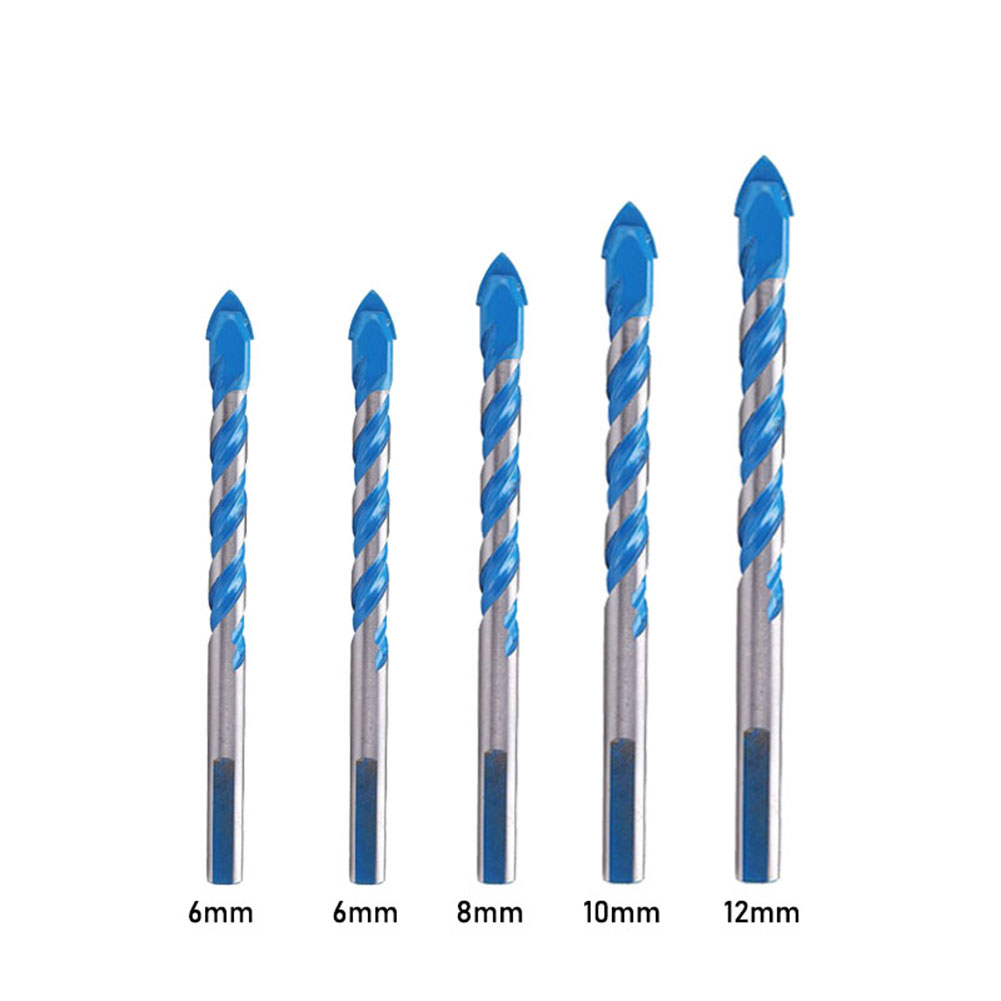 5pcs Multifunctional Triangle Electric Drill Bit For Masonary Concrete Brick Cement Hole Opener Stone Blue Cutter Nail Metal