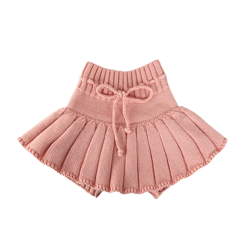 2020 Autumn Winter Cotton Girls Super Soft Knitted Skirts Baby Skirt 1-6Yrs Girl Skirt Candy Colors Pleated Mini Skirt Shorts