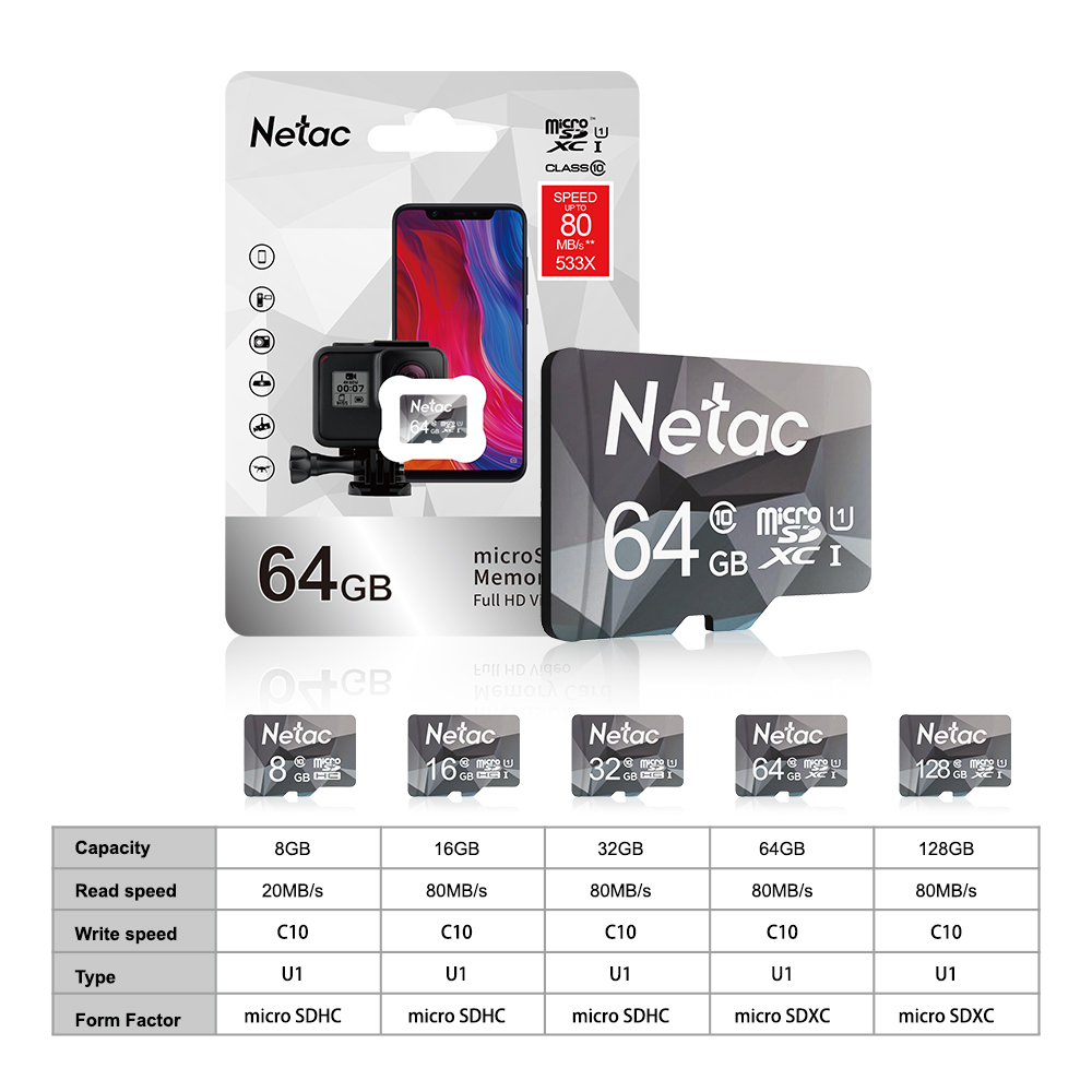 Netac Micro SD Card Class10 Memory Card 8GB 16GB 32GB 64GB 128GB SD/TF Flash Card cartao de memoria TF Card For Phone