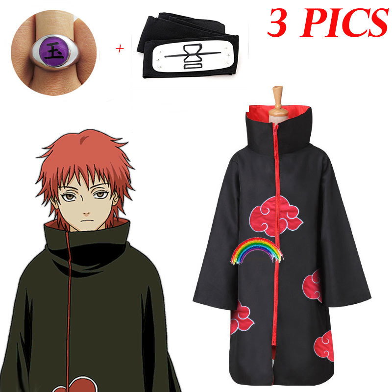 3 PICS Naruto Costume Akatsuki Cloak Cosplay Sasuke Uchiha Cape Cosplay Itachi Clothing costume Akatsuki ALL MEMBERS 11SETS
