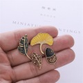 Creative Plant Leaf Pine Nut Ginkgo Leaf Enamel Brooch Alloy Badge Denim Shirt Bag Pin Vintage Jewelry Accessories Gift For Kid