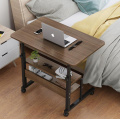 Wooden Laptop Table with Wheels Shelf Storage Height Adjustable Laptop Desk Computer Stand Desk for Sofa Bed Beside