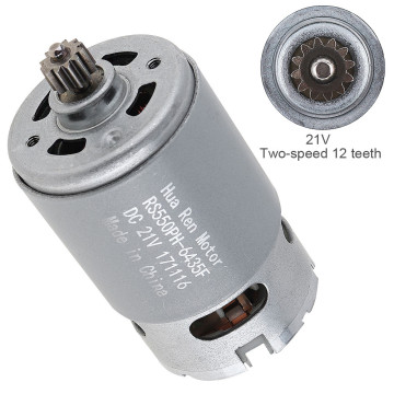 RS550 21V 13500RPM DC Motor with Two-speed 12 Teeth and High Torque Gear Box for Electric Drill Screwdriver Power Tools