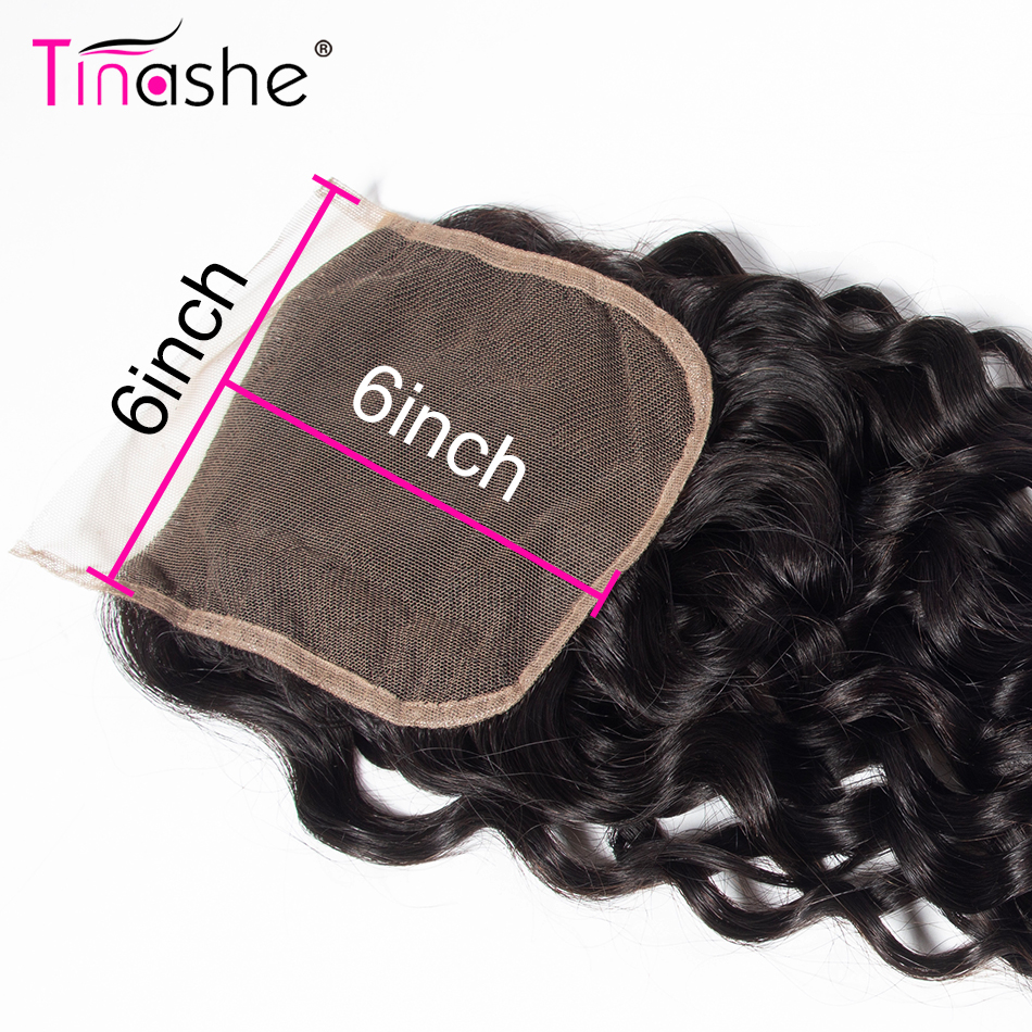 Tinashe Hair Brazilian Water Wave 6x6 Lace Closure Free/Middle Part Natural Color Remy Human Hair Pre Plucked Swiss Lace Closure