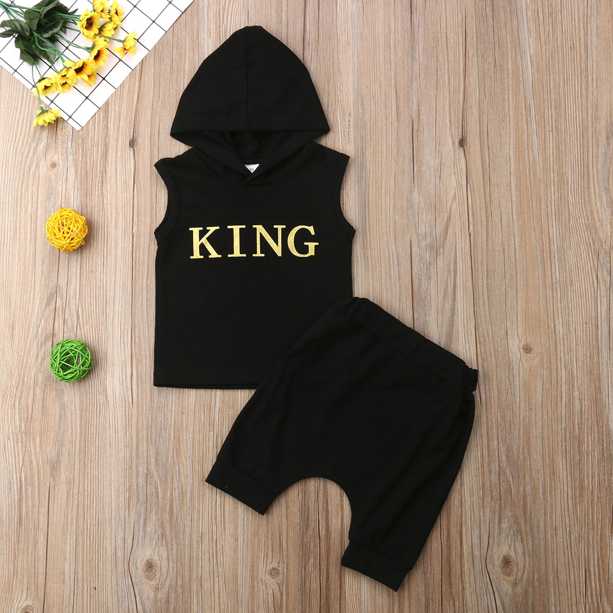 3M-3Years Toddler Baby Boys Hooded Tops T-shirt Harem Pants Shorts 2PCS Outfits Clothes