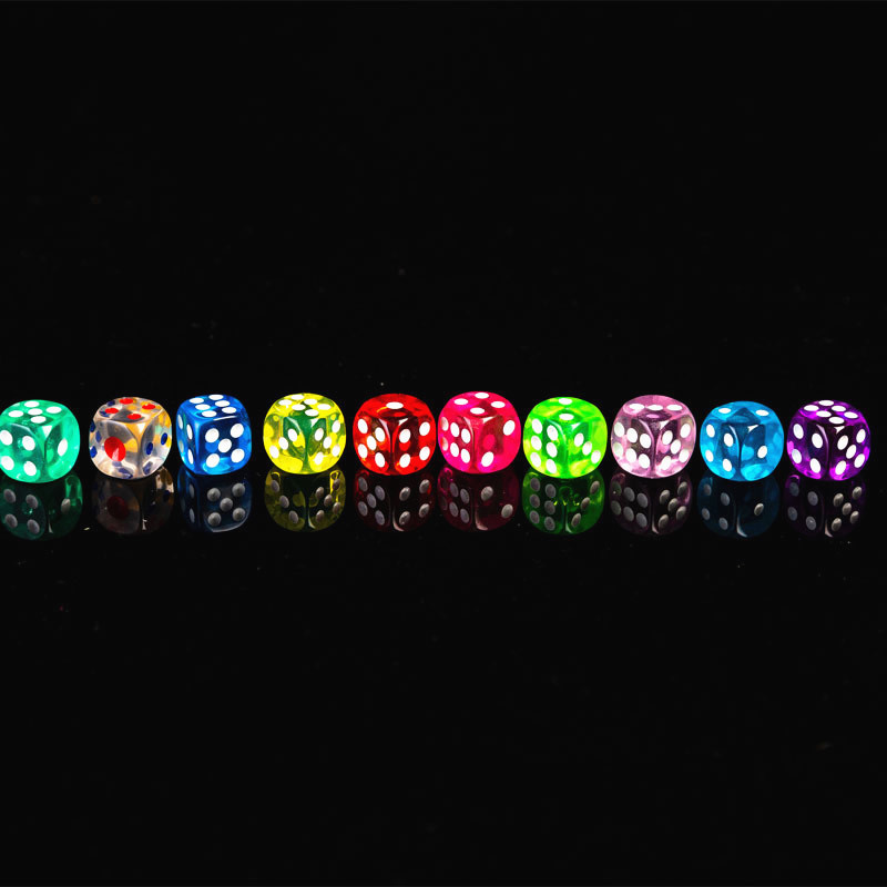 10PCS Table Games Dice 6 Sided Funny Toy Acrylic Round Corner Board Digital Portable Family Party Gambling Game Cubes 16mm